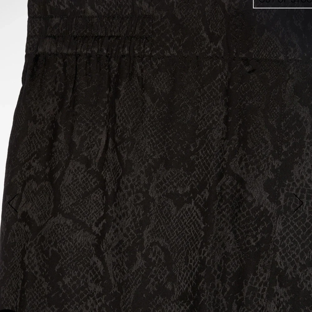 NWT The Kooples Jacquard Satin Snakeskin Black Drawstring Elastic Waist Pants